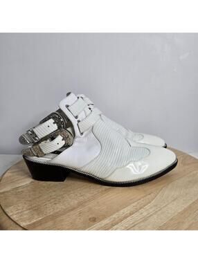 Senso Women's Ankle Leather Boots White Buckle Open Back Levi 38 Western